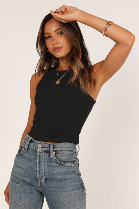 Ari Ribbed Tank Top - Black - Petal & Pup USA