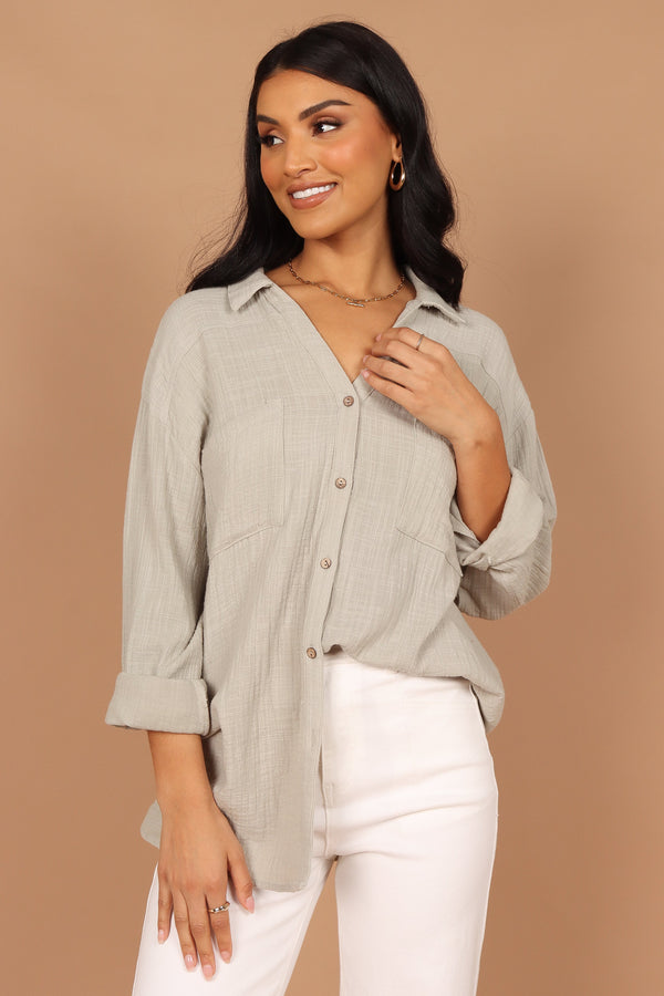 Petal and Pup USA TOPS Bobby Button Down Top - Sage Green