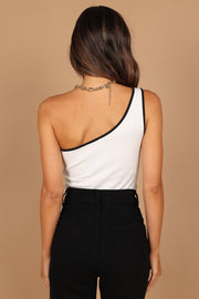 Petal and Pup USA TOPS Erin One Shoulder Ribbed Top - Ivory