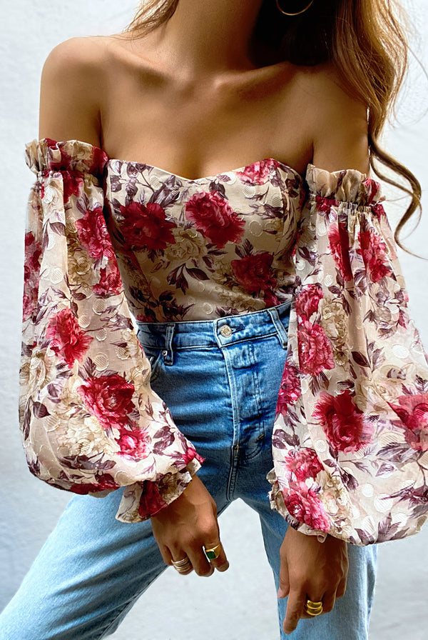 Petal and Pup USA TOPS Florence Bodysuit - Red Floral