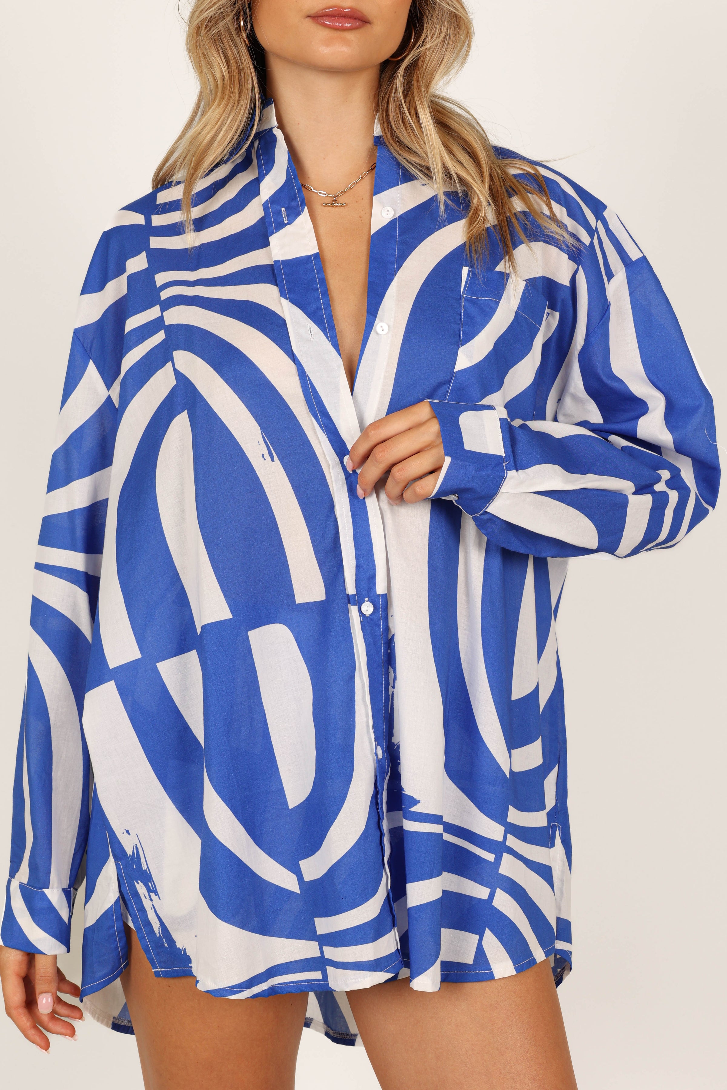 Petal and Pup USA TOPS Heather Cotton Shirt - Blue Print