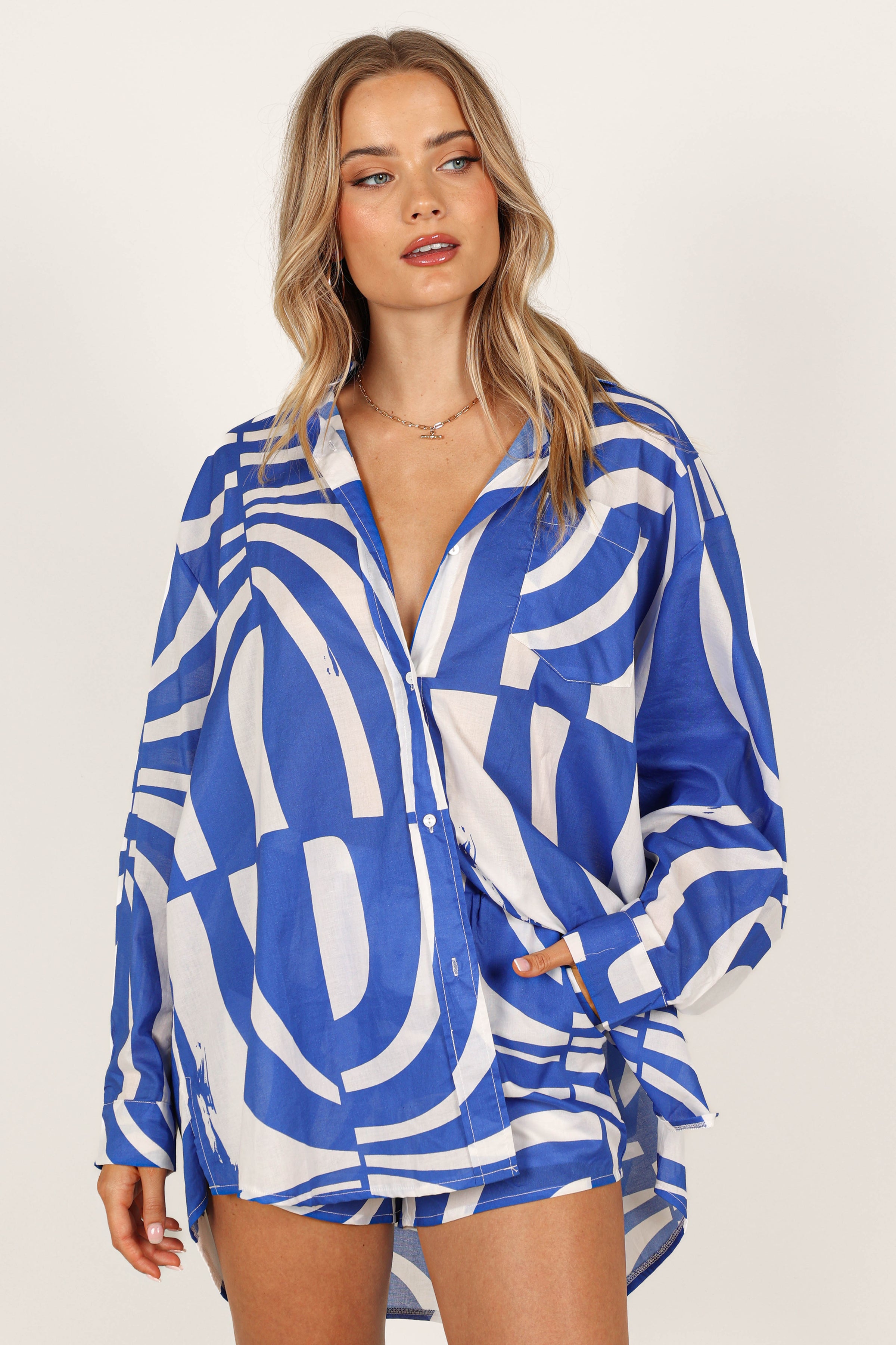 Petal and Pup USA TOPS Heather Cotton Shirt - Blue Print