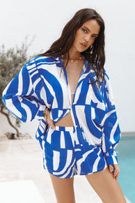 Petal and Pup USA TOPS Heather Cotton Shirt - Blue Print