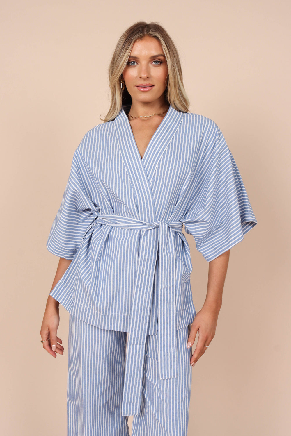 Petal and Pup USA TOPS Henry Wrap Top - Blue Stripe