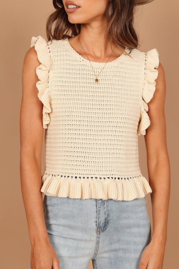 Petal and Pup USA TOPS Katia Frill Knitted Top - Cream