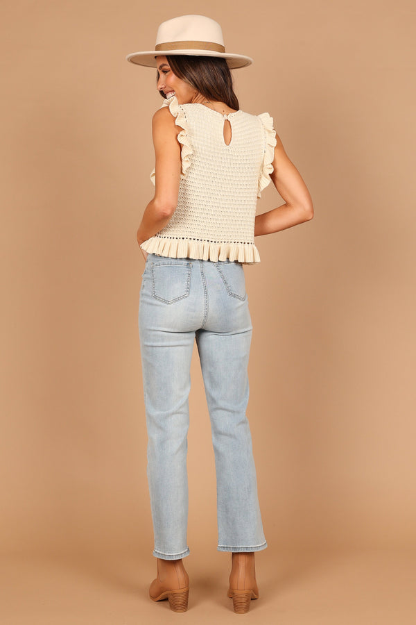 Petal and Pup USA TOPS Katia Frill Knitted Top - Cream