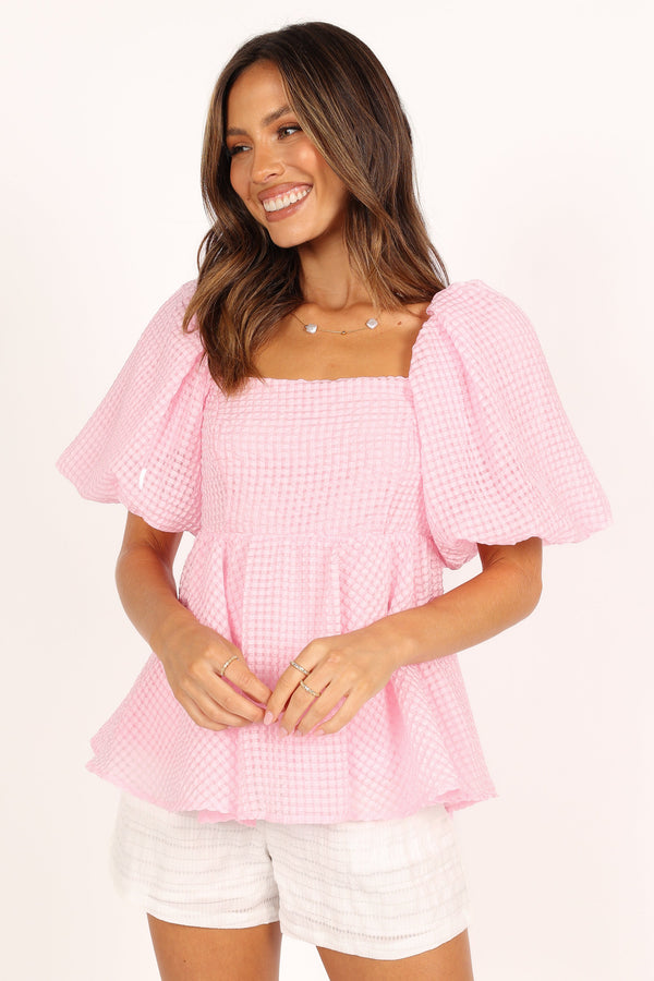 Petal and Pup USA TOPS Kaylah Puff Sleeve Top - Pink