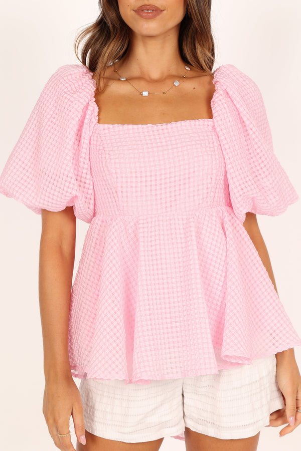 Petal and Pup USA TOPS Kaylah Puff Sleeve Top - Pink