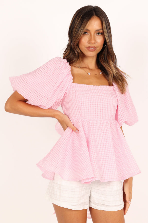 Petal and Pup USA TOPS Kaylah Puff Sleeve Top - Pink