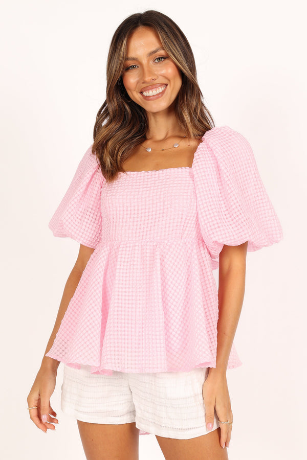 Petal and Pup USA TOPS Kaylah Puff Sleeve Top - Pink