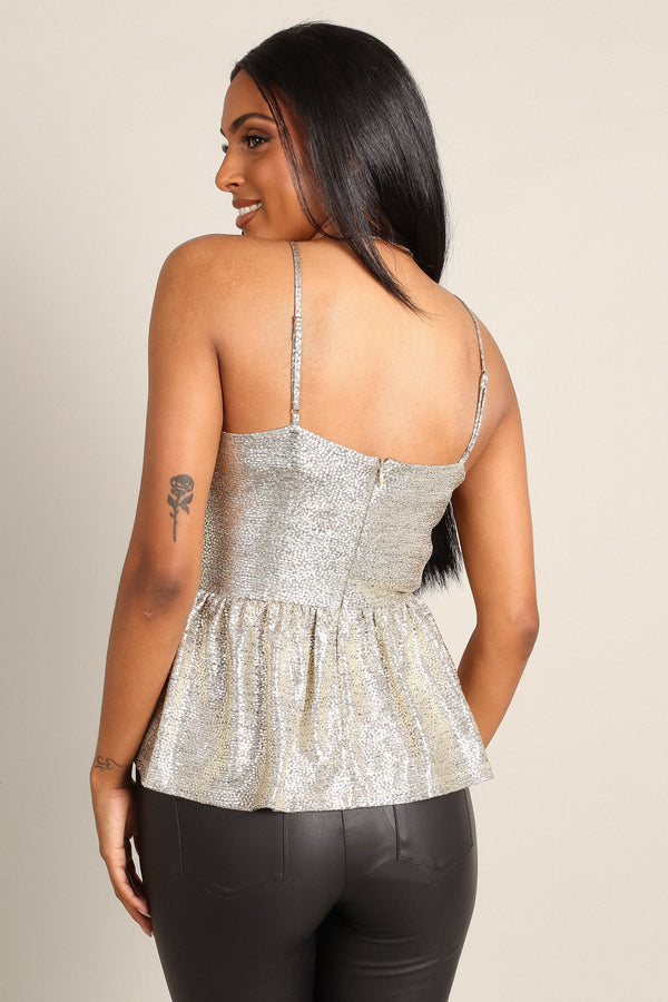 Petal and Pup USA TOPS Keleigh Sequin V Neck Top - Champagne