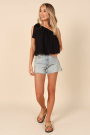 Petal and Pup USA TOPS Lexie One Shoulder Tie Top - Black