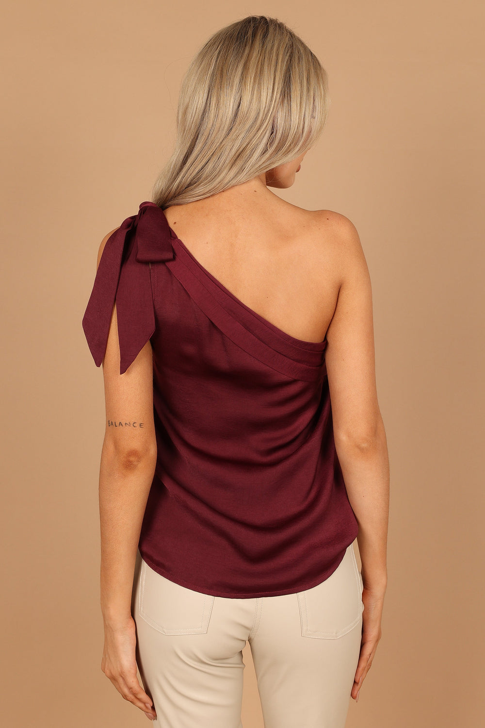 Petal and Pup USA TOPS Maryanne One Shoulder Top - Burgundy
