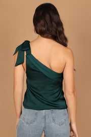 Petal and Pup USA TOPS Maryanne One Shoulder Top - Hunter Green