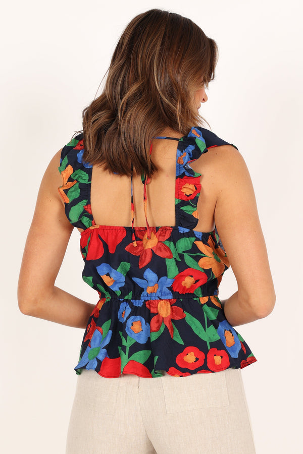 Petal and Pup USA TOPS Patrice Frill Peplum Top - Navy Blue