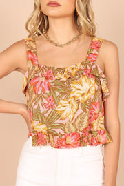 Petal and Pup USA TOPS Pissaro Frill Cropped Top - Floral