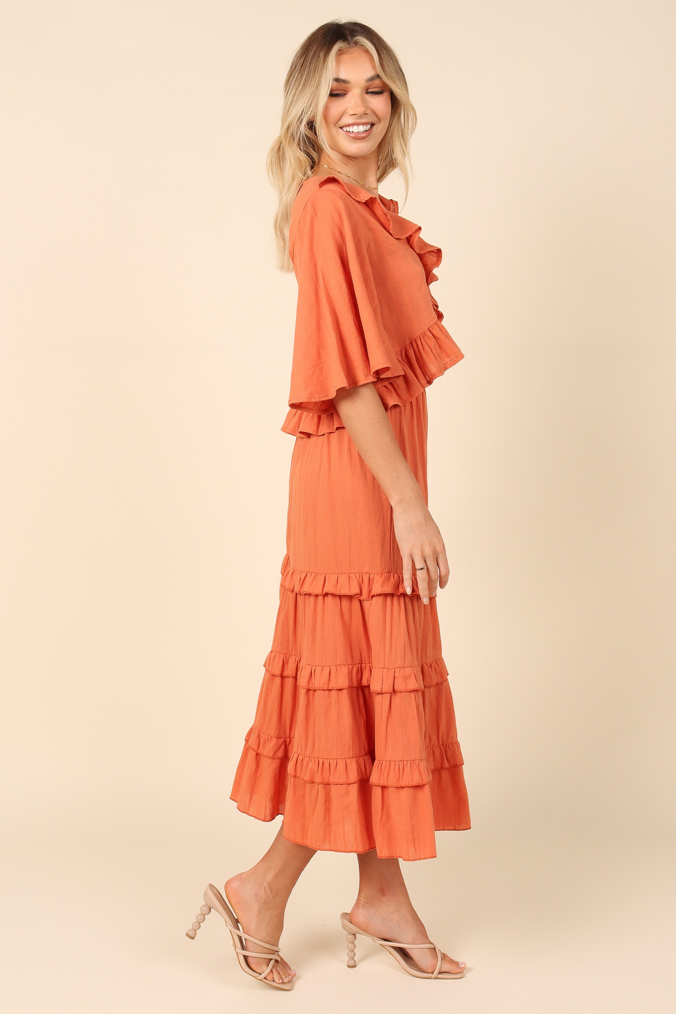 Petal and Pup USA TOPS Sheridan Cropped Ruffle Top - Rust