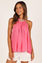 Petal and Pup USA TOPS Siobhan Halter Top - French Pink
